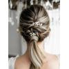 imageSWEETV 7 Pieces Bride Hair Accessories Pearl Wedding Hair Pins Leaf Bridal Hair Piece Vintage Hair Headpiece Leaf Hair Clips Jewelry for Women Bridesmaids Brides Flower GirlsSetDGold