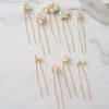 imageSWEETV 7 Pieces Bride Hair Accessories Pearl Wedding Hair Pins Leaf Bridal Hair Piece Vintage Hair Headpiece Leaf Hair Clips Jewelry for Women Bridesmaids Brides Flower GirlsSetDGold