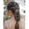 imageSWEETV 7 Pieces Bride Hair Accessories Pearl Wedding Hair Pins Leaf Bridal Hair Piece Vintage Hair Headpiece Leaf Hair Clips Jewelry for Women Bridesmaids Brides Flower GirlsSetBGold