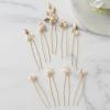 imageSWEETV 7 Pieces Bride Hair Accessories Pearl Wedding Hair Pins Leaf Bridal Hair Piece Vintage Hair Headpiece Leaf Hair Clips Jewelry for Women Bridesmaids Brides Flower GirlsSetCGold