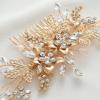 imageSWEETV Bride Wedding Hair Comb Rhinestone Bridal Accessories Pearl Hair Pieces Hair Clips and Side Comb for Women and GirlsGold01