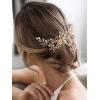 imageSWEETV Bride Wedding Hair Comb Rhinestone Bridal Accessories Pearl Hair Pieces Hair Clips and Side Comb for Women and GirlsGold01