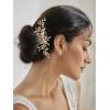 imageSWEETV Bride Wedding Hair Comb Rhinestone Bridal Accessories Pearl Hair Pieces Hair Clips and Side Comb for Women and GirlsGold01