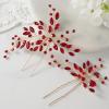 imageSWEETV Crystal Rhinestone Hair Comb Hair Jewelry for Brides and Women Pack of 2Red