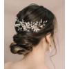 imageSWEETV Gold Wedding Hair Comb for Bride Handmade Bridal Hair Clip Wedding Hair Accessories for Brides BridesmaidGoldA