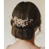 imageSWEETV Gold Wedding Hair Comb for Bride Handmade Bridal Hair Clip Wedding Hair Accessories for Brides BridesmaidGoldA