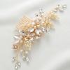 imageSWEETV Gold Wedding Hair Comb for Bride Handmade Bridal Hair Clip Wedding Hair Accessories for Brides BridesmaidGoldA
