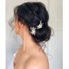 imageSWEETV Hair Pins for Brides Handmade Beaded Wedding Hair Pieces for Brides Bridesmaid Set of 2 354 x 197 inches White Ceramic Flower and Light Rose Gold Plated Leaves Hair Clip