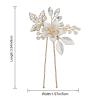 imageSWEETV Hair Pins for Brides Handmade Beaded Wedding Hair Pieces for Brides Bridesmaid Set of 2 354 x 197 inches White Ceramic Flower and Light Rose Gold Plated Leaves Hair Clip