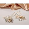 imageSWEETV Hair Pins for Brides Handmade Beaded Wedding Hair Pieces for Brides Bridesmaid Set of 2 354 x 197 inches White Ceramic Flower and Light Rose Gold Plated Leaves Hair Clip