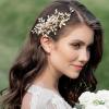 imageSWEETV Handmade Wedding Hair CombPearl Flower Bridal Hair Clip Hair Accessories for Women WeddingGold