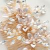 imageSWEETV Handmade Wedding Hair CombPearl Flower Bridal Hair Clip Hair Accessories for Women WeddingGold