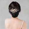 imageSWEETV Handmade Wedding Hair CombPearl Flower Bridal Hair Clip Hair Accessories for Women WeddingGold