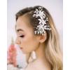 imageSWEETV Handmade Wedding Hair CombPearl Flower Bridal Hair Clip Hair Accessories for Women WeddingSilver Flower