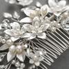 imageSWEETV Handmade Wedding Hair CombPearl Flower Bridal Hair Clip Hair Accessories for Women WeddingSilver Flower