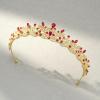 imageSWEETV Silver Tiara Crown for WomenPrincess Tiaras for GirlsCrystal Retro Hair Accessories for Wedding Birthday Prom Pageant QuinceaneraGoldRed