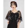 imageSWEETV Womens 1920s Flapper ShawlSequin Beaded Shawls and Wraps for Evening DressesPartyWeddingFormalHarlem nightBlack
