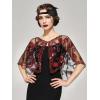 imageSWEETV Womens 1920s Flapper ShawlSequin Beaded Shawls and Wraps for Evening DressesPartyWeddingFormalHarlem nightBlack Red