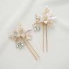 imageSWEETV 2Pcs Handmade Wedding Hair PinsFlower Bridal Hair PinBeaded Wedding Hair Accessories for Brides1Gold
