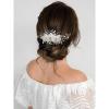 imageSWEETV 3Pcs Bridal Hair Pins White Flower Bride Hair Pieces Wedding Hair Side Combs Floral Headpieces Accessories Fall Beach Clip for Brides Bridesmaids Women GirlsGold02