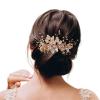 imageSWEETV Handmade Bridal Hair Comb Wedding Hair Accessory and Headpiece for Brides and Bridesmaids1Light Gold