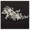 imageSWEETV Handmade Wedding Hair CombPearl Flower Bridal Hair Clip Hair Accessories for Women WeddingSilver Flower