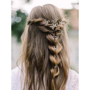 imageSWEETV 7 Pieces Bride Hair Accessories Pearl Wedding Hair Pins Leaf Bridal Hair Piece Vintage Hair Headpiece Leaf Hair Clips Jewelry for Women Bridesmaids Brides Flower GirlsSetBSilver