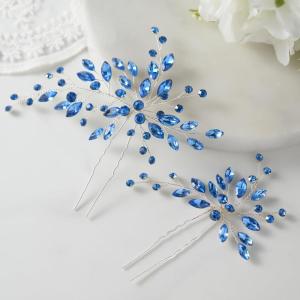 imageSWEETV Crystal Rhinestone Hair Comb Hair Jewelry for Brides and Women Pack of 2Blue