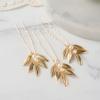 imageSWEETV 3 Pieces Gold Leaf Hair Pins Bride Hair Pins Pearl Bobby Pins Vintage Wedding Hair Accessories Bridesmaid Headpiece Bridal Hair Piece Jewelry for Women GirlsGoldA