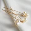 imageSWEETV Bridal Hair Pins Pearl Headpiece for Brides Bridesmaids and Flower Girls  3Pcs Wedding Hair Clips and PiecesGold