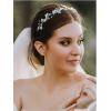 imageSWEETV Bridal Pearl Headband SilverLeaf Crystal Bridal Headpiece Wedding Hair Accessories Jewelry Tiara for Women Diameter 145 cm