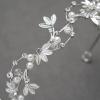 imageSWEETV Bridal Pearl Headband SilverLeaf Crystal Bridal Headpiece Wedding Hair Accessories Jewelry Tiara for Women Diameter 145 cm