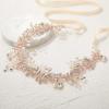 imageSWEETV Crystal Bridal Headpiece Silver Wedding Headband for Brides Pearl Hair Vine Rhinestone Hair Accessories for WomenRose Gold