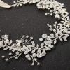 imageSWEETV Crystal Bridal Headpiece Silver Wedding Headband for Brides Pearl Hair Vine Rhinestone Hair Accessories for WomenSilver