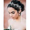 imageSWEETV Crystal Bridal Headpiece Silver Wedding Headband for Brides Pearl Hair Vine Rhinestone Hair Accessories for WomenSilver