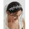 imageSWEETV Crystal Bridal Headpiece Silver Wedding Headband for Brides Pearl Hair Vine Rhinestone Hair Accessories for WomenSilver