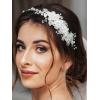 imageSWEETV Flower Bridal Headbands IvoryWedding Headpieces Hair Bands Jewelry Hair Accessories for Women Brides
