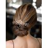 imageSWEETV Flower Bride Wedding Hair Comb Pearl Bridal Crystal Leaf Gold Headpiece Rhinestones Handmade Jewelry for Women and GirlsGold