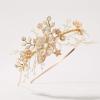 imageSWEETV FlowerLeaf Bridal Headband Gold Crystal Tiara for Women Pearl Wedding Headpieces for Bride Hair Accessories for Prom Birthday Party