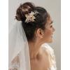 imageSWEETV Gold Bridal Hair ClipFloral Bridal Hair Comb Barrette Flower Hair pieces for Brides WeddingGoldA