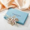 imageSWEETV Gold Bridal Hair ClipFloral Bridal Hair Comb Barrette Flower Hair pieces for Brides WeddingGoldA