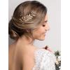 imageSWEETV Gold Bridal Hair ClipFloral Bridal Hair Comb Barrette Flower Hair pieces for Brides WeddingGoldB