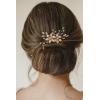imageSWEETV Gold Bridal Hair ClipFloral Bridal Hair Comb Barrette Flower Hair pieces for Brides WeddingGoldB