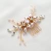 imageSWEETV Gold Bridal Hair ClipFloral Bridal Hair Comb Barrette Flower Hair pieces for Brides WeddingGoldB