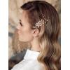 imageSWEETV Gold Bridal Hair ClipFloral Bridal Hair Comb Barrette Flower Hair pieces for Brides WeddingGoldB