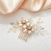imageSWEETV Gold Bridal Hair ClipFloral Bridal Hair Comb Barrette Flower Hair pieces for Brides WeddingGoldB