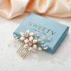 imageSWEETV Gold Bridal Hair ClipFloral Bridal Hair Comb Barrette Flower Hair pieces for Brides WeddingGoldB