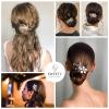 imageSWEETV Gold Bridal Hair ClipFloral Bridal Hair Comb Barrette Flower Hair pieces for Brides WeddingGoldC