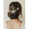 imageSWEETV Gold Bridal Headpieces for Bride Flower Wedding Headband Hair Vine Crystal Hair Pieces for WomenGold