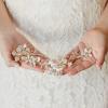 imageSWEETV Gold Bridal Headpieces for Bride Flower Wedding Headband Hair Vine Crystal Hair Pieces for WomenGold